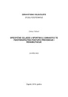 Specifične ozljede u sportskoj  gimnastici te fizioterapijski postupci prevencije i rehabilitacije