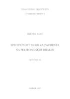 Specifičnosti skrbi za pacijenta na peritonejskoj dijalizi