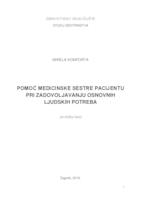 Pomoć medicinske sestre pacijentu pri zadovoljavanju osnovnih ljudskih potreba