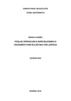 Poslije operacijska skrb bolesnika s degenerativnim bolestima kralješnice