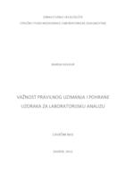 VAŽNOST PRAVILNOG UZIMANJA I POHRANE UZORAKA ZA LABORATORIJSKU ANALIZU